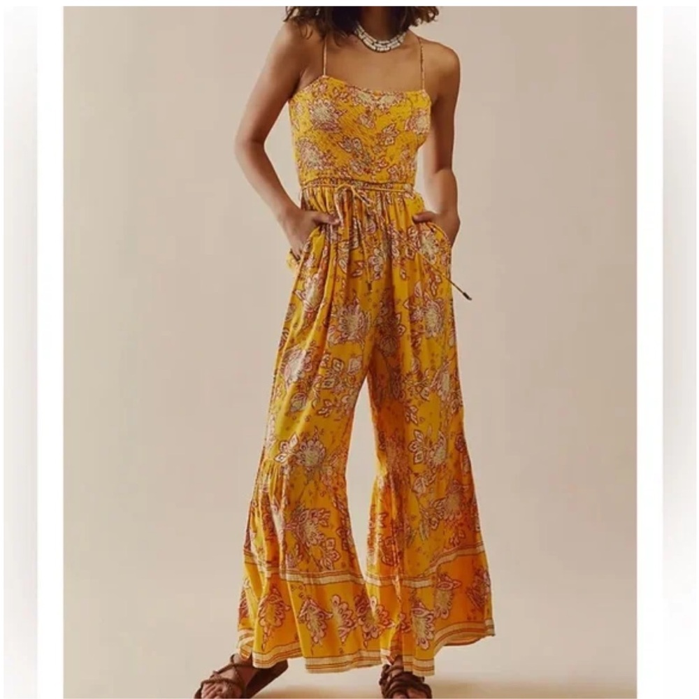 Yellow free people jumpsuit